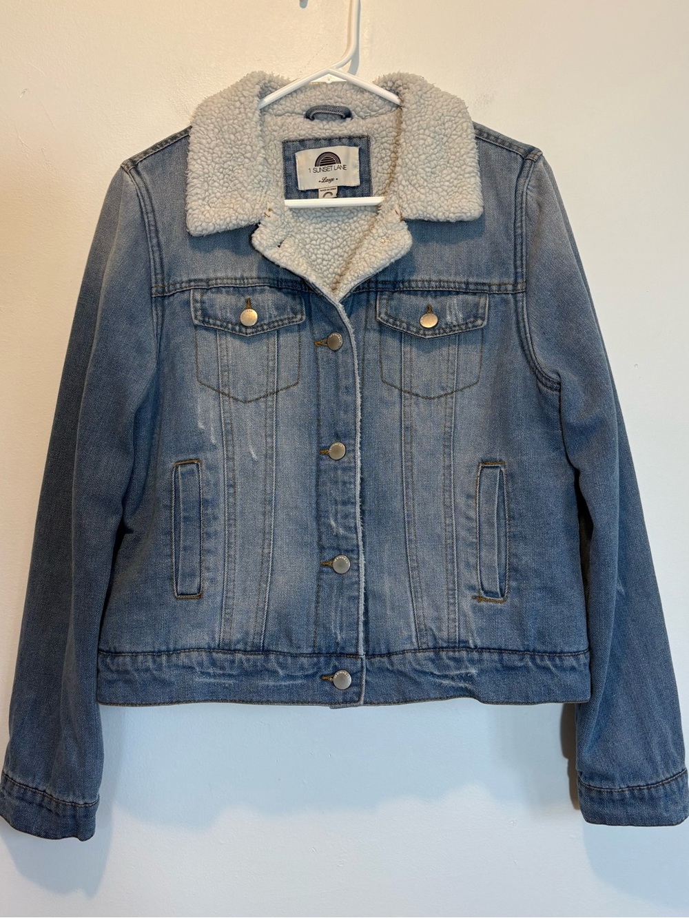 Sherpa Lined Denim Jacket Large Medium Jean Jacket